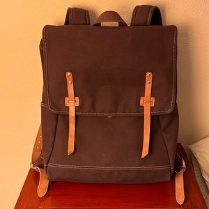 Handmade canvas men’s backpack with tanned leather by Mark Carry goods. Mint